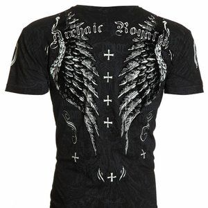 NWT $40 AFFLICTION Archaic Liberty Black Tee T-Shirt Mens Small Short Sleeve